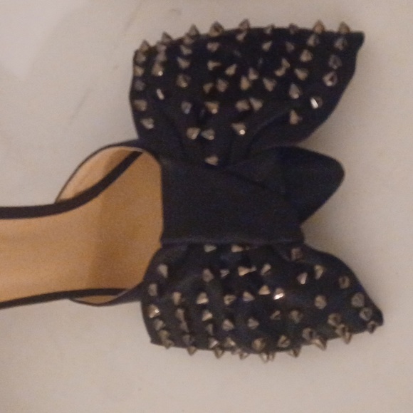 Black Studded Bow Mules - Picture 4 of 7